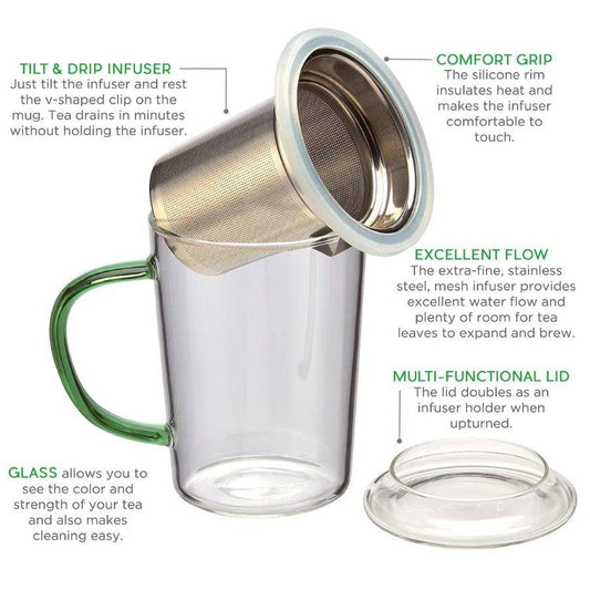 Glass Tea Infuser Mug-Box Builder Item-CasaWare-KINSHIP GIFT
