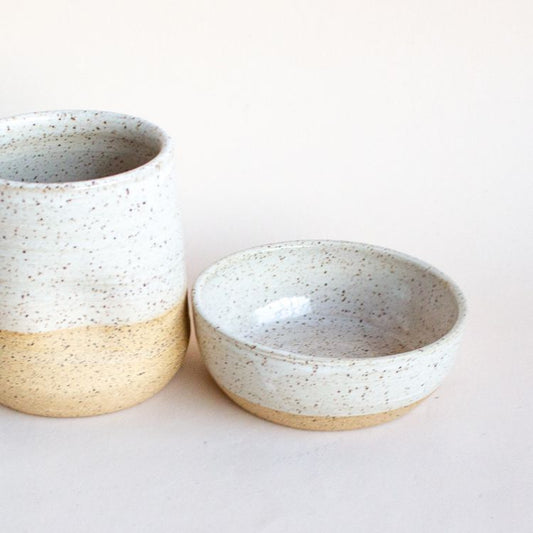 White speckled spice bowl