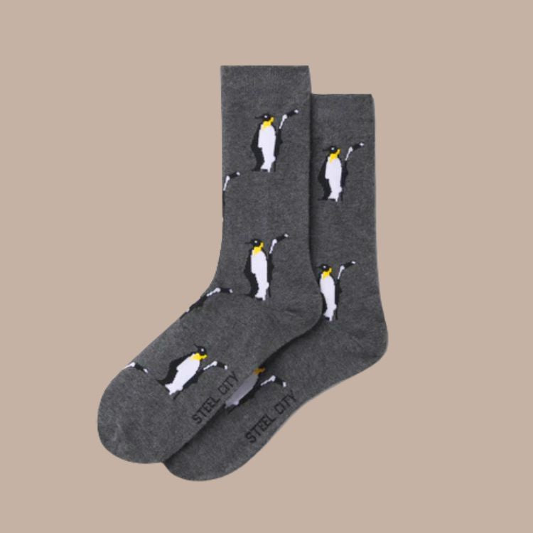 Steel City Gray Penguin Socks