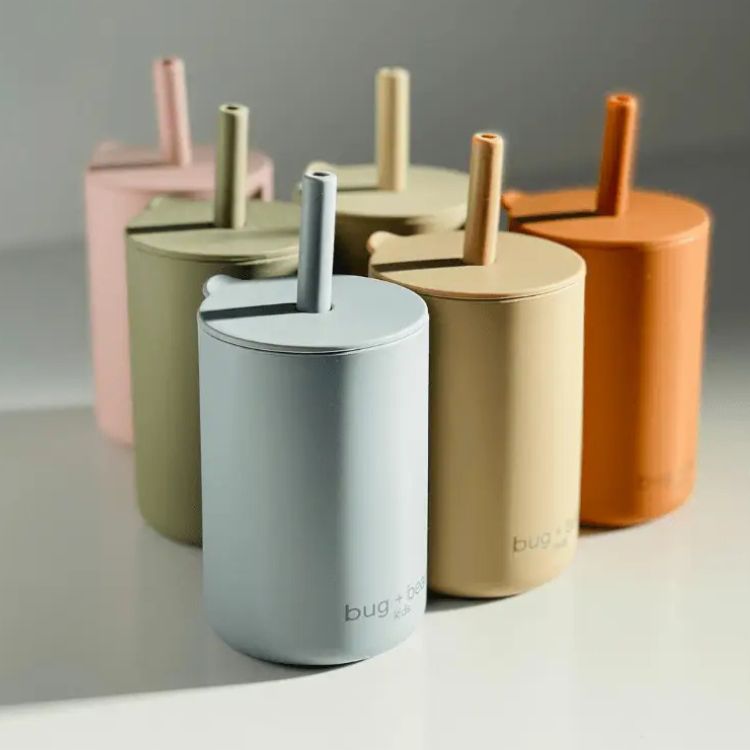 Baby Silicone Cup & Straw (Tan)