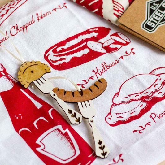 Pierogi On Fork Wood Ornament