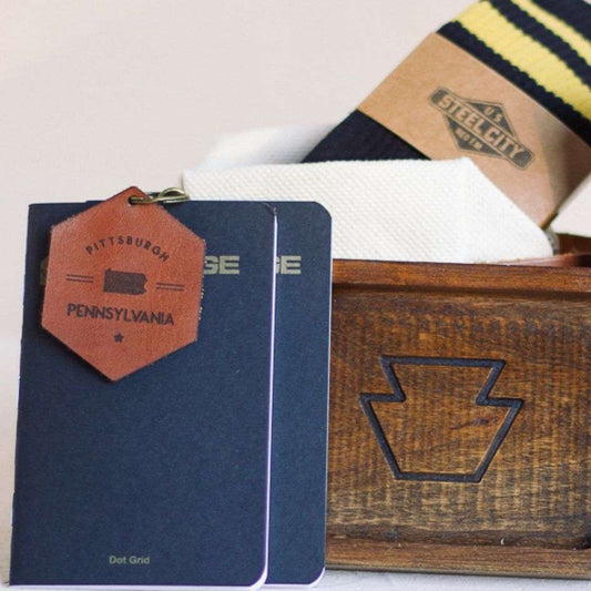 Pittsburgh Engraved Leather Keychain-Box Builder Item-Gladfolk-KINSHIP GIFT