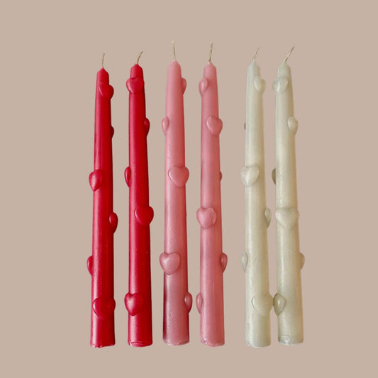Heart Taper Candles (Set of 2)-Box Builder Item-Wicksburgh-KINSHIP GIFT