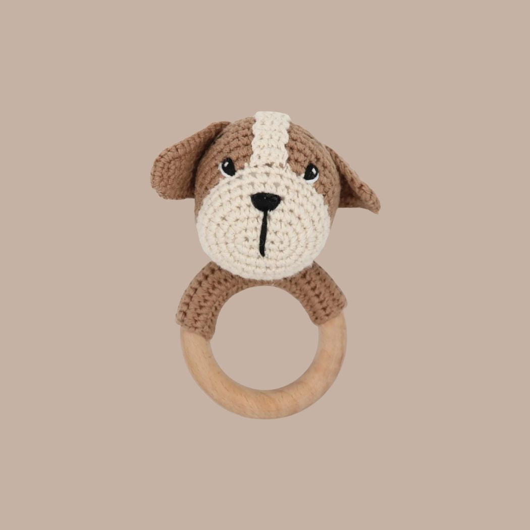 Baby Crochet Rattle - Dog
