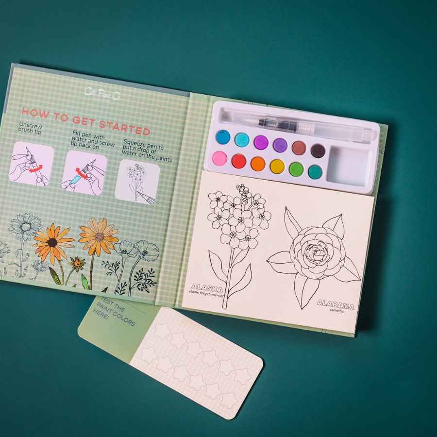Watercolor Book and Paint Set - State Flowers