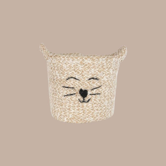 Cat Face Jute Basket (Small)