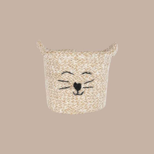 Cat Face Jute Basket (Small)