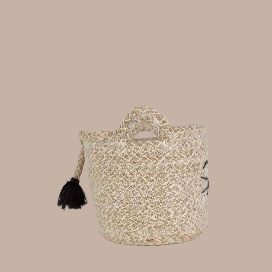 Cat Face Jute Basket (Small)