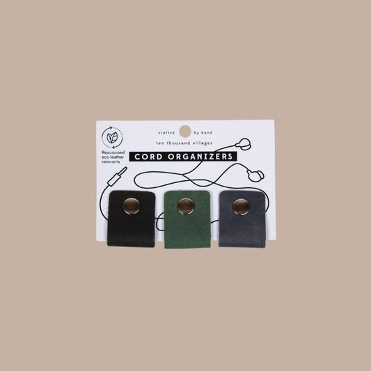Leather Cord Organizers-Box Builder Item-10,000 Villages-KINSHIP GIFT