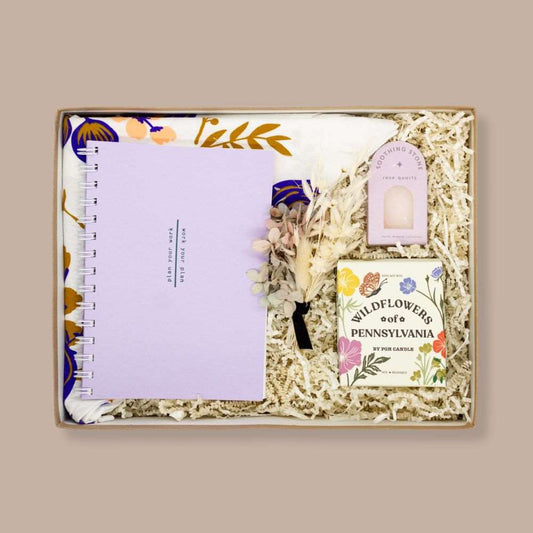 Lavender Wildflowers Gift Box -  - Calming/Sympathy - KINSHIP GIFT - birthday gift, Bride, bridesmaid, housewarming, housewarming gift, Warm & Cozy, wedding, Wellness - Pittsburgh - gift - boxes - gift - baskets