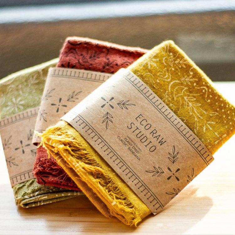 Eco Raw Naturally Dyed Bandanas (Raw Silk)