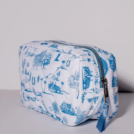 Western Toile Cosmetic Travel Bag-Coastal Cowboy-KINSHIP GIFT