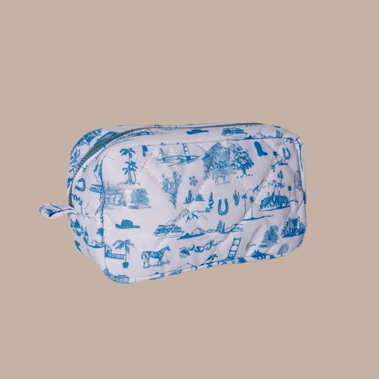 Western Toile Cosmetic Travel Bag