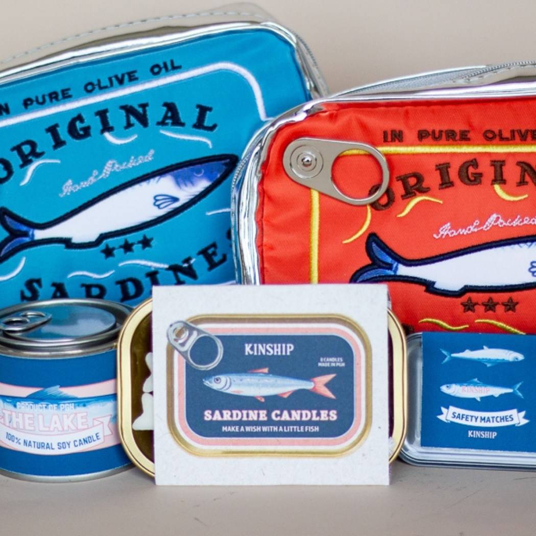 Sardine Celebration Candles in Two Packaging Color Options