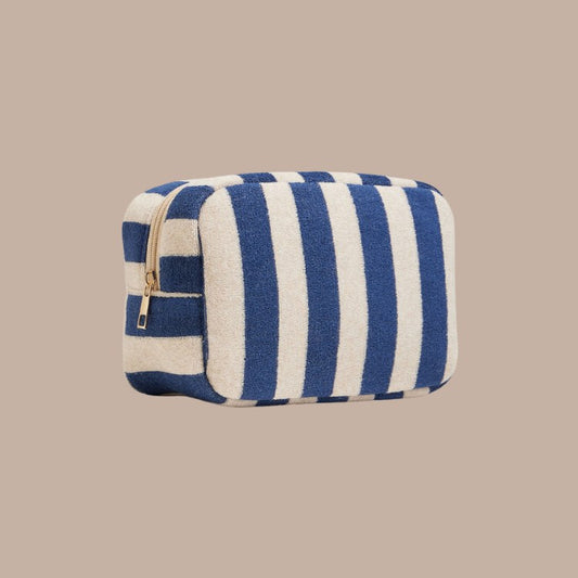 Striped Pattern Cosmetic Pouch Bag-KINSHIP-Navy Blue-KINSHIP GIFT