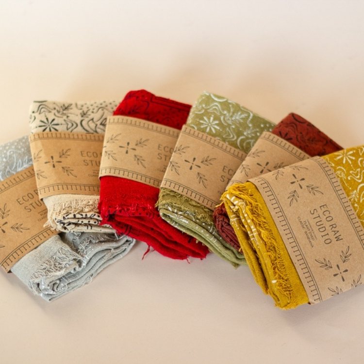 Eco Raw Naturally Dyed Bandanas (Raw Silk)