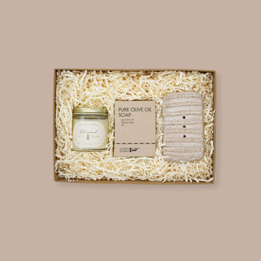 Self Care Mini Gift Box -  - Calming/Sympathy - KINSHIP GIFT - Bath & Body, Beauty, Chez Lapin, client gift, East Wheeling Clayworks, employee gift, housewarming, housewarming gift, Kinship gift, local corporate gift, local gift box, local self care gift, Lovett Sundries - Pittsburgh - gift - boxes - gift - baskets