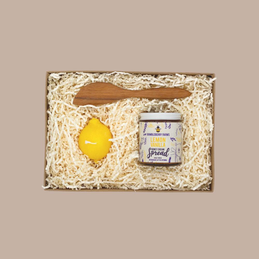 Local Lemon Mini Gift Box-Housewarming Gift-KINSHIP GIFT-Chez Lapin, client gift, East Wheeling Clayworks, employee gift, housewarming gift, Kinship gift, local corporate gift, local gift box, local self care gift, Lovett Sundries-KINSHIP GIFT