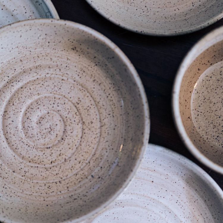 5" Ceramic Saucer (White Speckled)