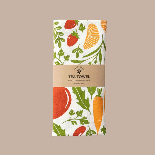 Orange Farmers Market Tea Towel