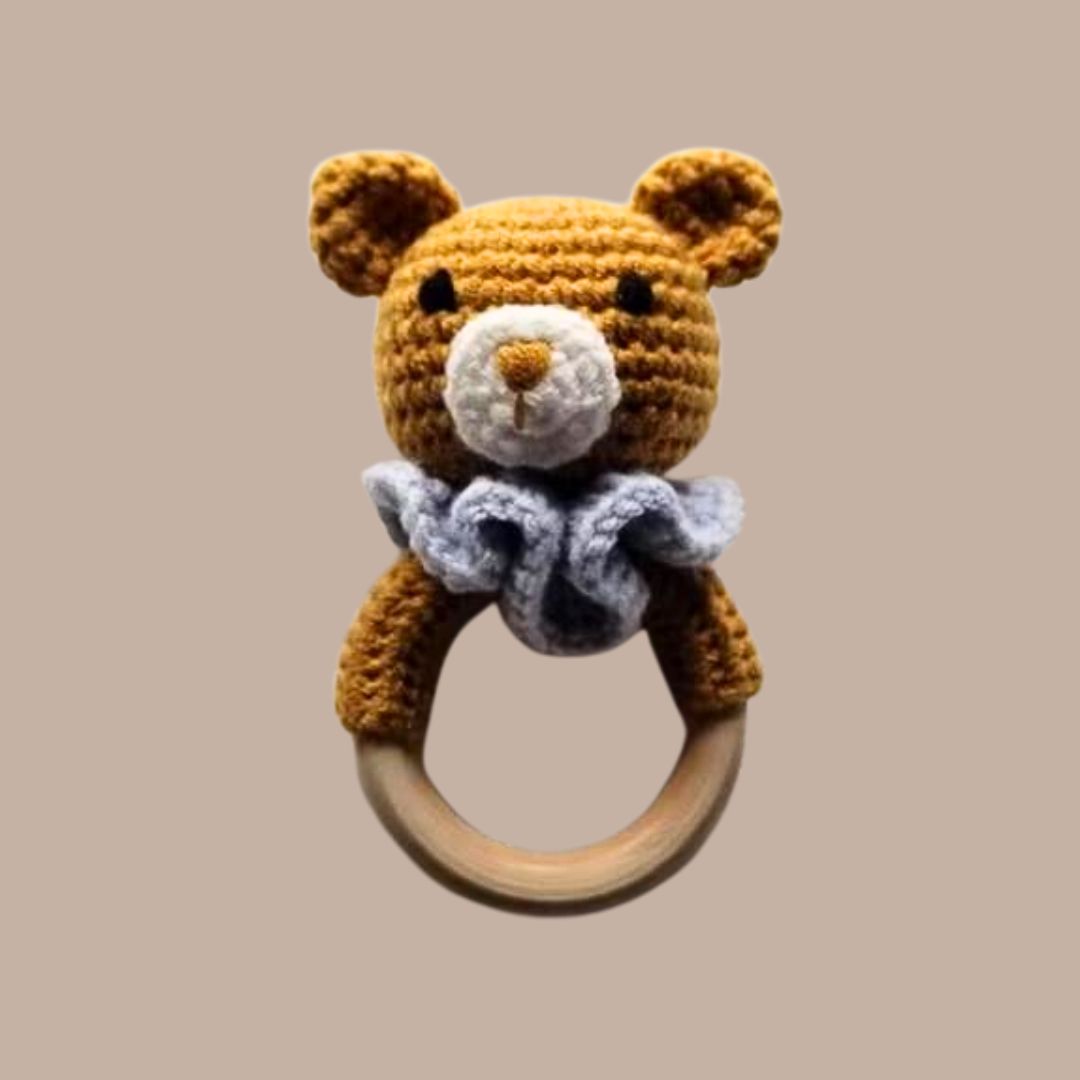 Baby Hand Crochet Rattle - Bear