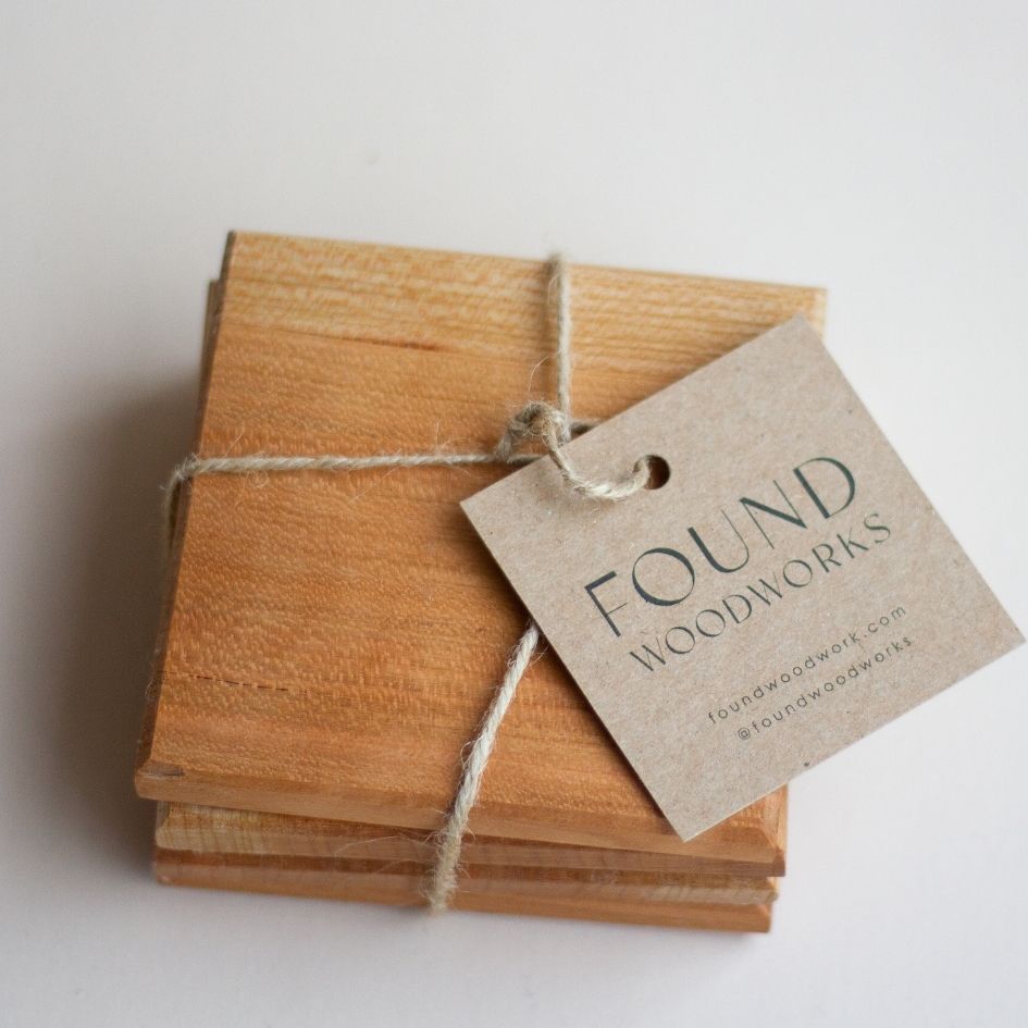 Handmade Cherry Wood Coasters (Set of 4)