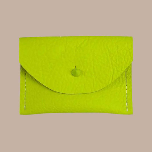 Handmade Leather Cardholder-Box Builder Item-Sister Epic-Electric Lime-KINSHIP GIFT