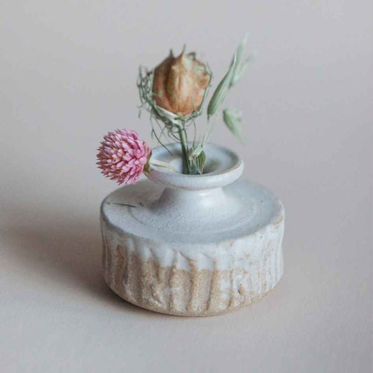 Handmade Mini Ceramic Bud Vase with Dried Flowers