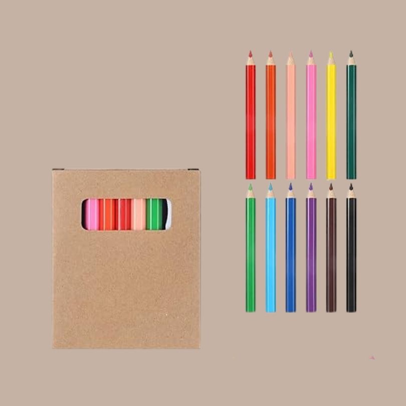 Mini Colored Pencils (Set of 12 colors with an eraser and sharpener)