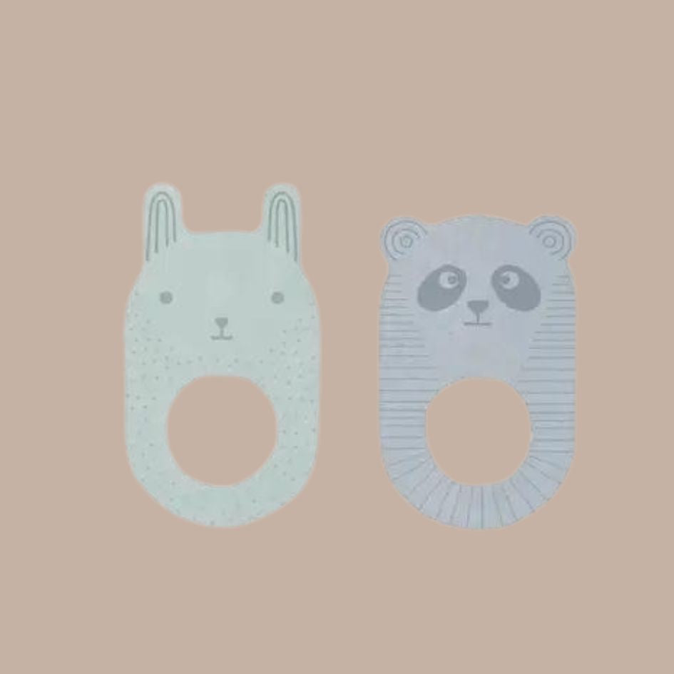 Ninka and Ling Ling Baby Teethers - Pale Mint and Dusty Blue (Set of 2)