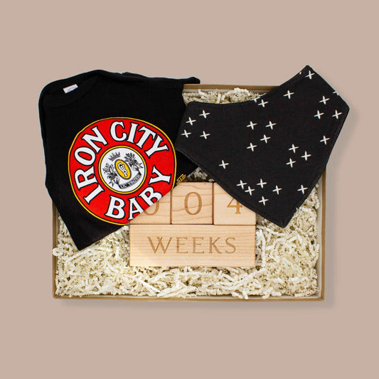 Pittsburgh Iron City Baby Gift Box-Expecting/New Baby Gift Box-KINSHIP GIFT-baby bib, baby gift, baby shower, baby toys gift, bosses gift, corporate gift, corporate gifts pittsburgh, corporate holiday gift, eco-friendly gift, employee gift, expecting gift, Handmade baby products, Kinship Corporate Gifitng, Kinship Corporate Gifting, Kinship gift box, local baby gift, local baby products, local corporate gift, local holiday corporate gift, local new baby gift, locally made products, locally sourced gift, min