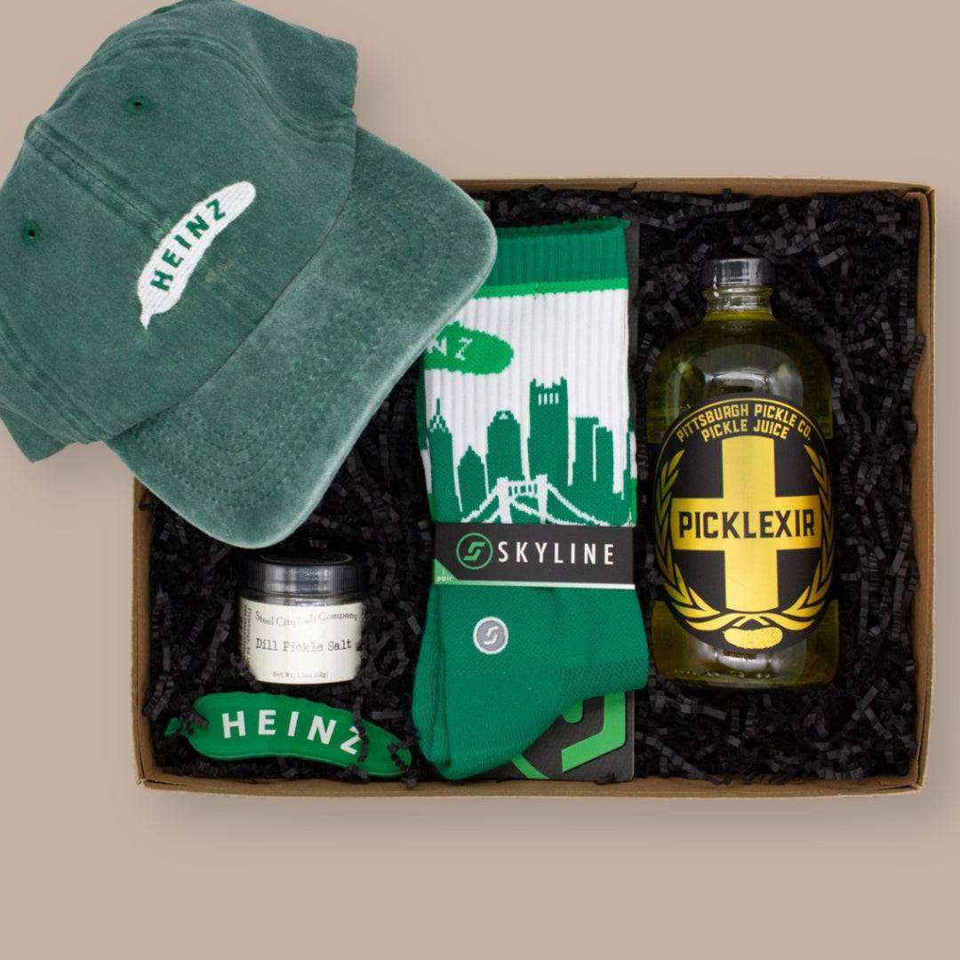 Pittsburgh Pickle Lover Gift Box-Pittsburgh Pride Gift-KINSHIP GIFT-celebration, celebration gift box, crisp & co pickles, housewarming, housewarming gift, local pittsburgh gift box, Men, pickles, pittsburgh, pittsburgh brands, Pittsburgh business, pittsburgh companies, Pittsburgh gift basket, pittsburgh gift box, Pittsburgh gift boxes, Pittsburgh Kinship, pittsburgh products, pittsburgh themed gift-KINSHIP GIFT