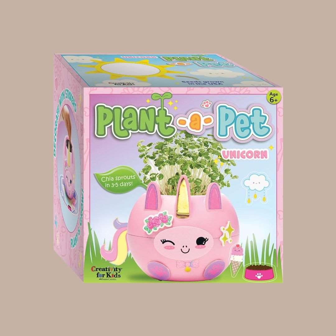 Plant and Decorate A Pet Mini Grow Craft Kit For Kids (UNICORN)-Box Builder Item-Faber-Castell-Babies/Kids, Faber-Castell, housewarming, LDT:GW:RESTRICT, pink, seeds, spring, unicorn-