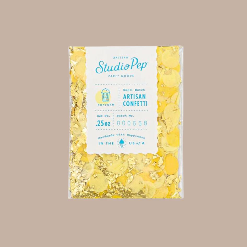 Popcorn Yellow Artisan Confetti-Box Builder Item-Studio Pep-birthday gift, Black & Gold, LDT:GW:RESTRICT, Men, Studio Pep-
