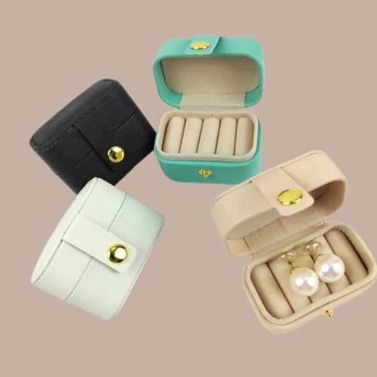 Portable Mini Ring Storage Box (Black Vegan Leather)