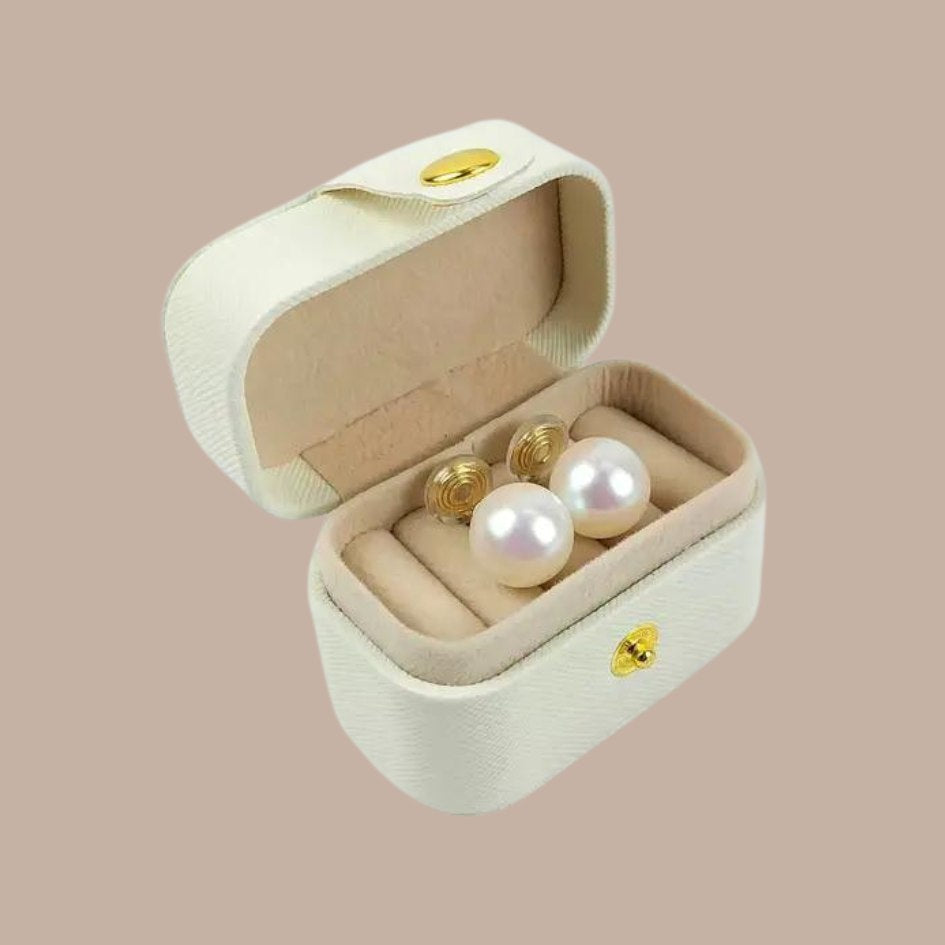 Portable Mini Ring Storage Box (White Vegan Leather)