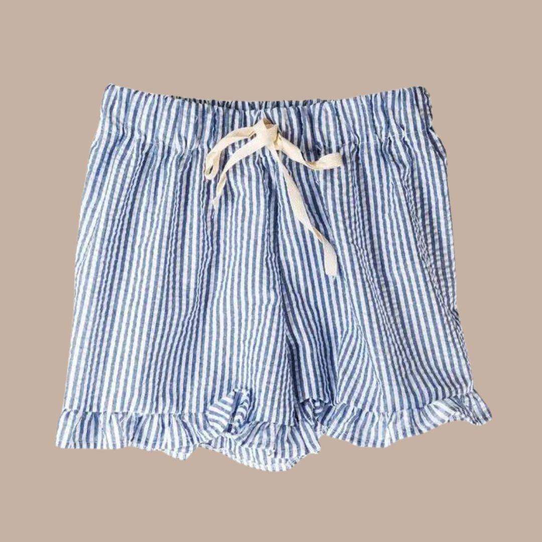 Skylar Ruffle Pajama Shorts (Blue)