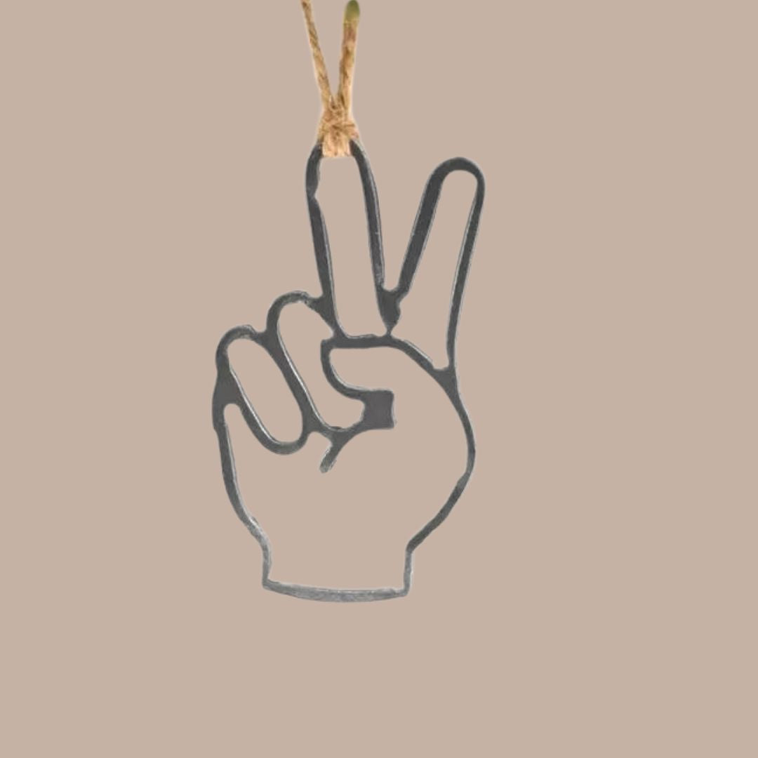 Steel Peace Sign Hand Ornament