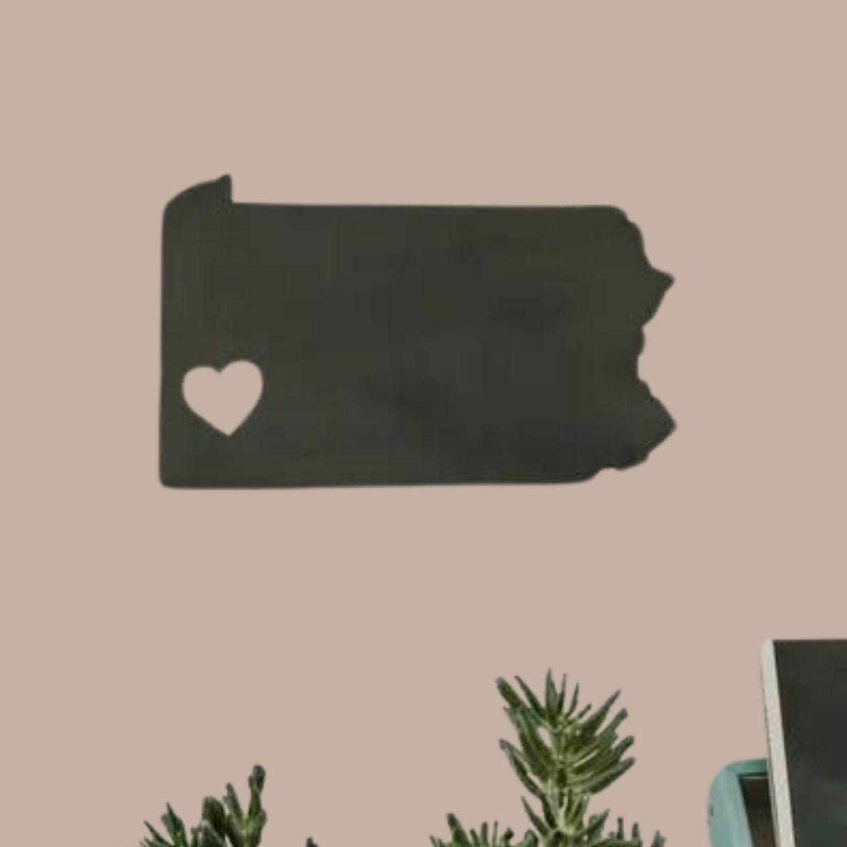 Steel Wall Sign - PA State with Heart on Pittsburgh