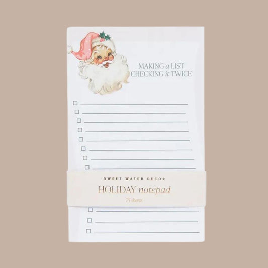 Vintage Santa Notepad - Christmas Stationery-Box Builder Item-Sweet Water Decor-Desk Essentials, housewarming, LDT:GW:RESTRICT, office, Sweet Water Decor, Warm & cozy-