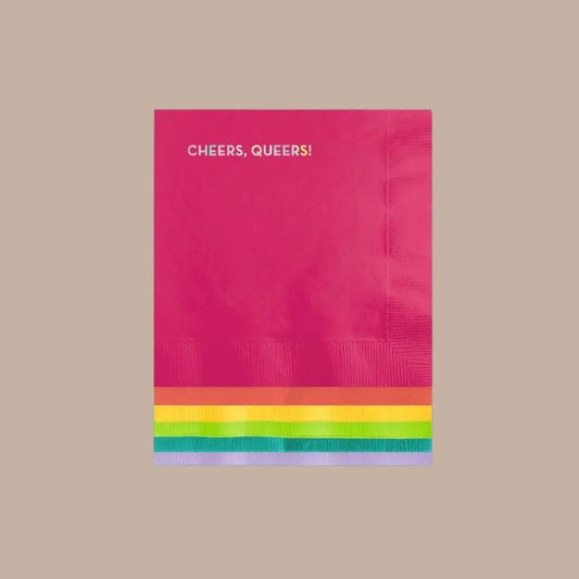 "Cheers Queers" Pride Napkins - Sapling Press - Box Builder Item - KINSHIP GIFT - Drinks/Cocktails, LDT:GW:RESTRICT, Sapling Press - Pittsburgh - gift - boxes - gift - baskets - corporate - gifts - holiday - gifts