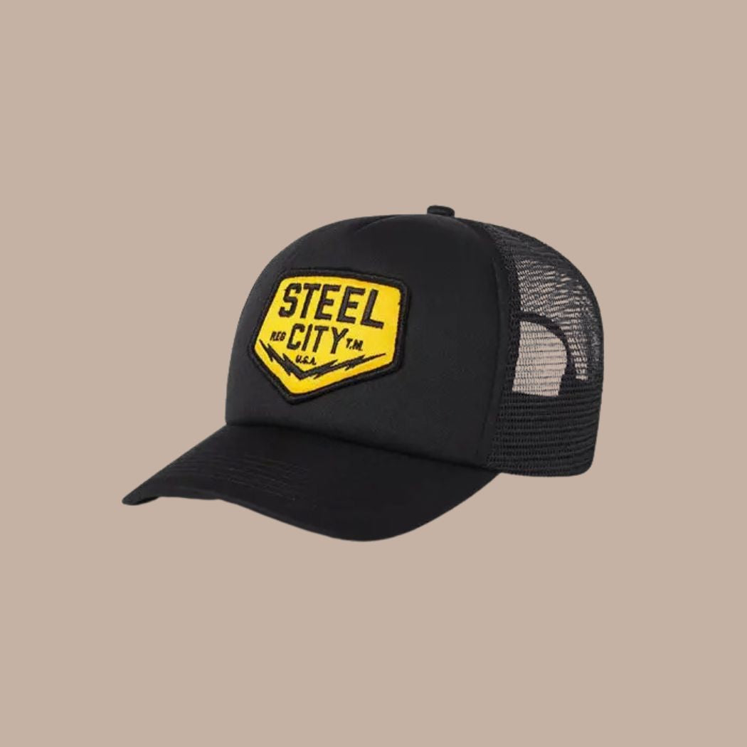 Steel City Black Bolts Patch Trucker Hat