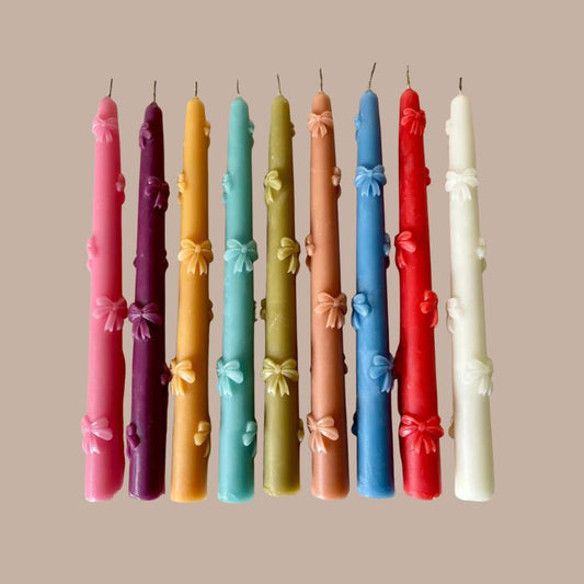 Pink Bow Taper Candles (Set of 2)