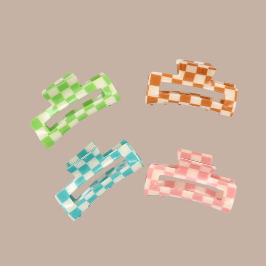 Checkered Hair Claw Clip