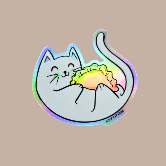 Cat Pierogi Holographic Sticker