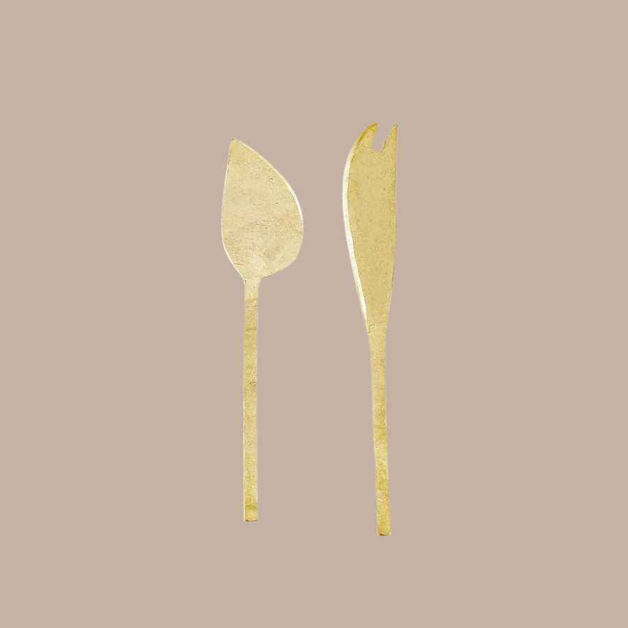 Hammered Gold Cheese Knives - Set of 2