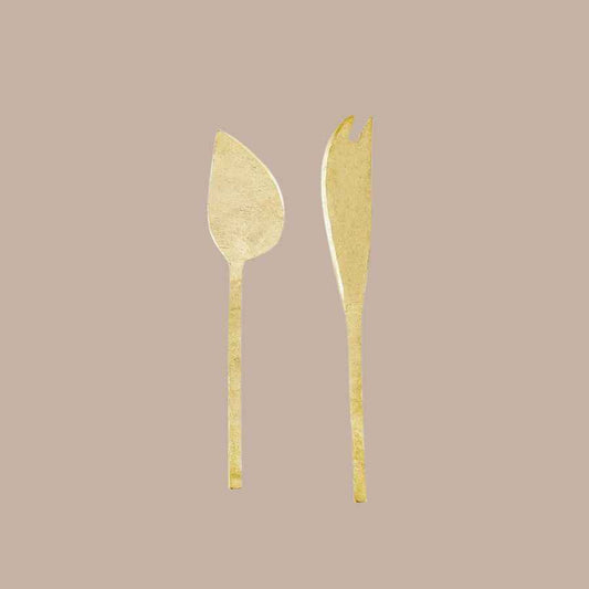 Hammered Gold Cheese Knives - Set of 2