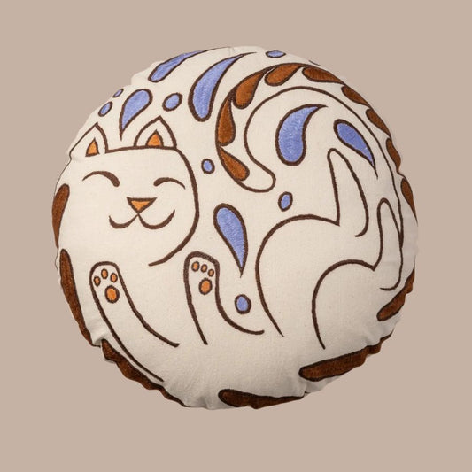 Embroidered Cat Pillow