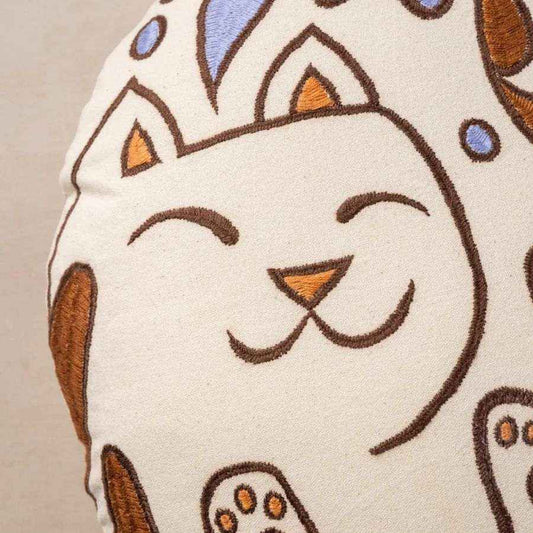Embroidered Cat Pillow