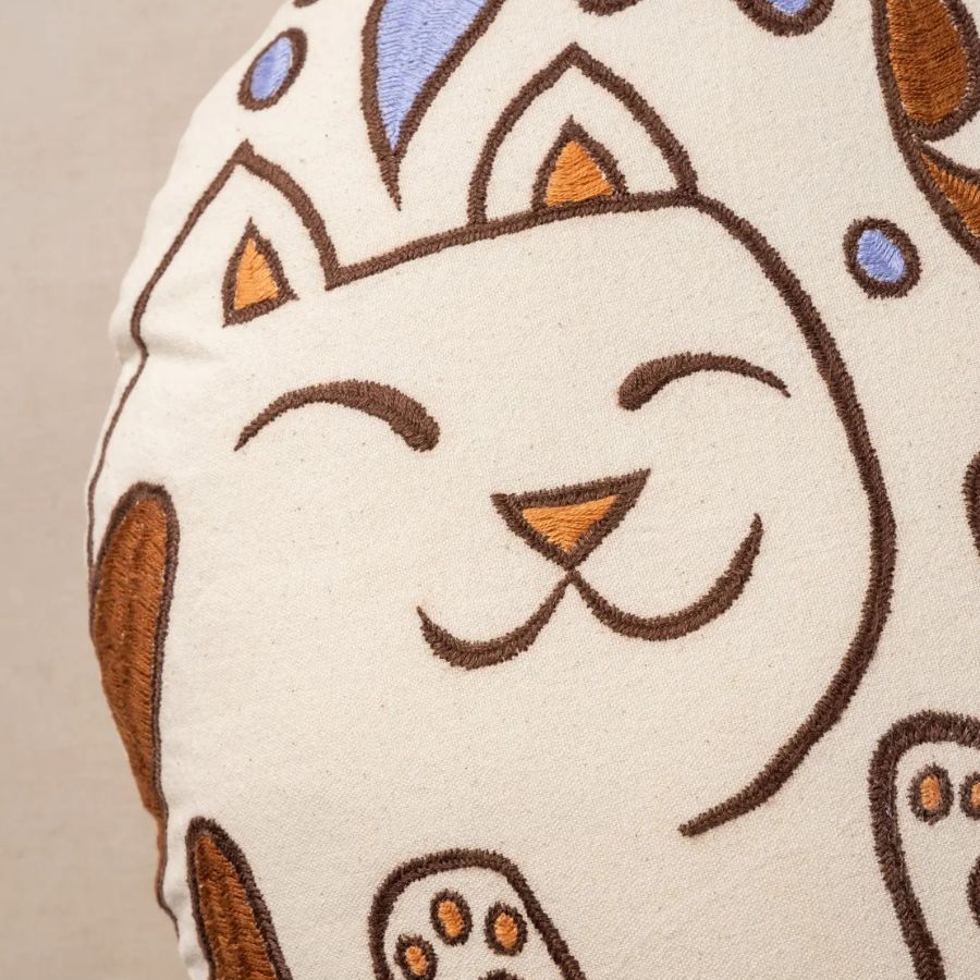 Embroidered Cat Pillow